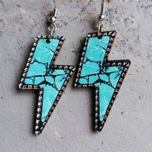 Turquoise Marble Lightning Earrings